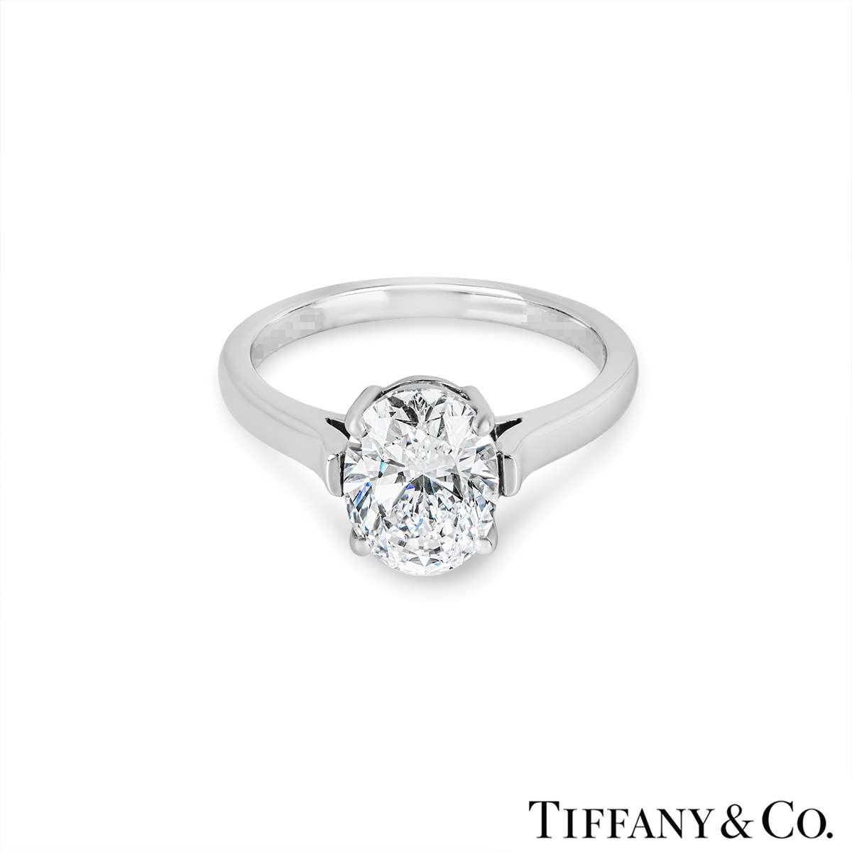 Tiffany & Co. Platinum Oval Cut Diamond Ring 2.06ct D/VVS2
